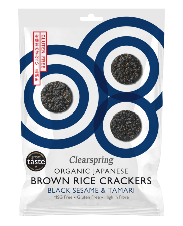 Naturreiscracker mit schwarzem Sesam, BIO, Clearspring, 40g
